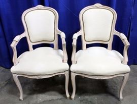 Italian Captain's Dining Chairs, Metal Rivet Trim, Qty 2