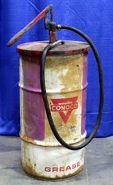 Vintage Conoco Oil Pump Grease Lube Dispenser Barrel, 36"T