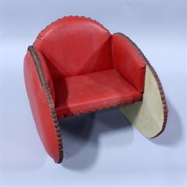 Vintage Children's Rocket Chair Rocker, Leather Style with Decorative Metal Rivets, 14"W x 14"H