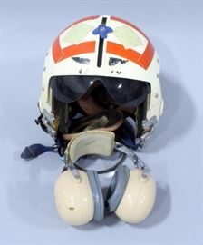Vintage US Military Pilot's Flight Helmet and David Clark Military Aural Sound Protector Headset MIL-A-23899A (AS)