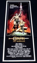 Original 1982 "Conan the Barbarian" Arnold Schwarzenegger James Earl Jones Insert Movie Poster, 14" x 36"