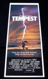 Original 1982 "Tempest" Paul Mazursky, John Cassavetes Insert Movie Poster, 14" x 36"