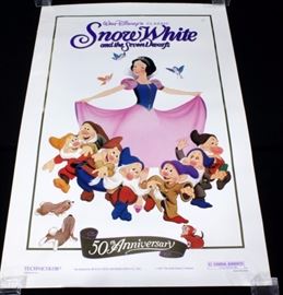 Original 1980's Walt Disney "Snow White and the Seven Dwarfs" 50th Anniversary One Sheet Movie Poster, Rolled