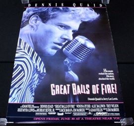 Original 1989 Jerry Lee Lewis "Great Balls of Fire!" Dennis Quaid One Sheet Movie Poster, Rolled