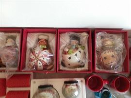 Large 4" diameter Christmas ornaments with battery powered candles inside.