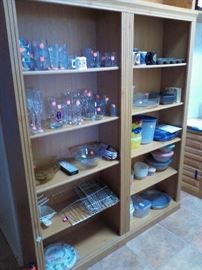 Glassware and kitchen overflow.