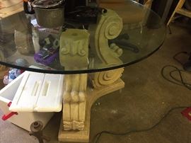 Large thick oval glass table with VERY heavy base