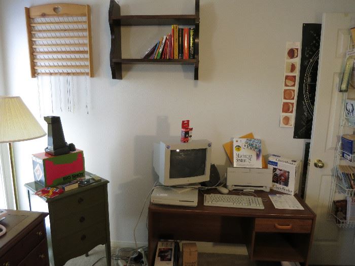 Thread Rack, Book Shelf, Green Sheet Music Cabinet, Macintosh LC III Computer Ensemble