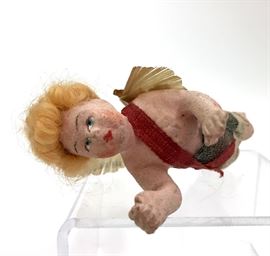 Rare! c. 1900 German Christmas Angel Ornament. Paper mache covered in wax.
