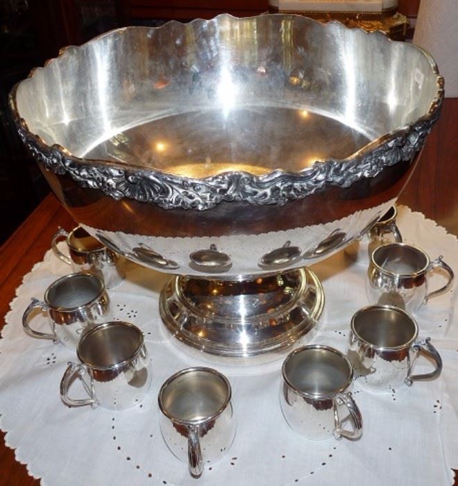 Rogers punch bowl and cups
