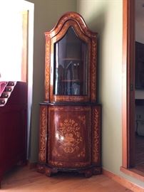 Unusual inlaid corner cabinet 20 " sides x 32" front width