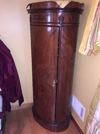 24" wide x 16 " deep x 58" h  PAIR of inlaid oval shaped cabinets (2)