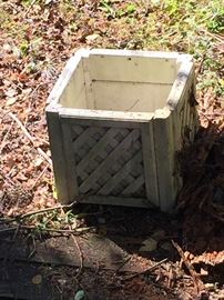 Set of four wood planters and other garden items