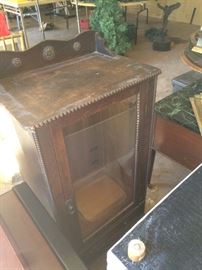 Demure Solid oak antique curio/bookcase