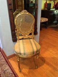 French style gilt chair with cane back rest