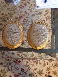 Pair of French style beaded bronze wall sonces