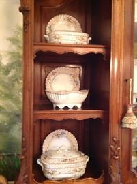 Extensive set of antique Marx & Gutherz Carlsbad, Austria porcelain, large dinner service with many serving pieces