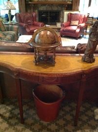 Adam's style leather top console table