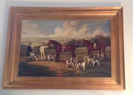Hunt scene, oil on canvas