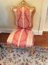 French gilt chair, Stark floral needlepoint carpet