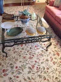 Iron glass top coffee table