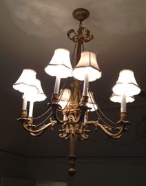 Antique Belle Époque bronze chandelier