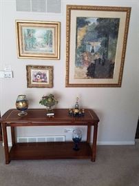 sofa table with artwork