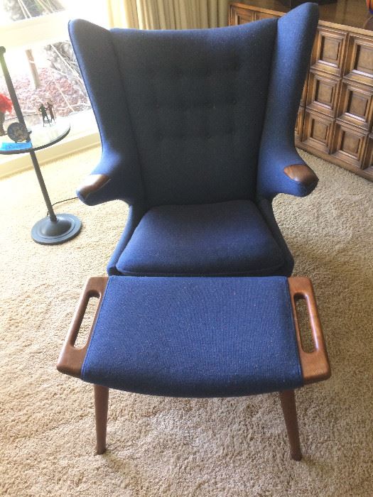 Vintage Hans Wegner Chair & Ottoman