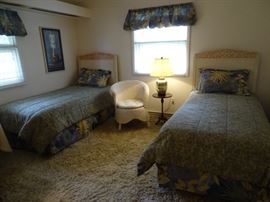 Pair of wicker twin beds, wicker chair, etc.   One twin bed is SOLD.