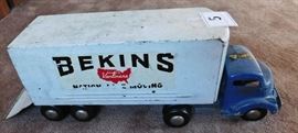 Vintage Smitty Toys Truck, Bekins logo on the trailer