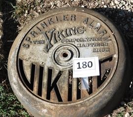 vintage cast iron sprinkler alarm cover, Viking corp.