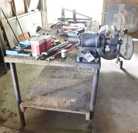 work station table and large vise