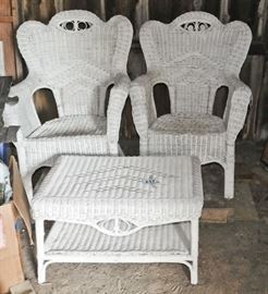 vintage wicker chairs & table
