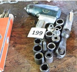pneumatic tools and sockets.  lot 199