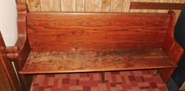 vintage church pew 75" wide and 40" tall