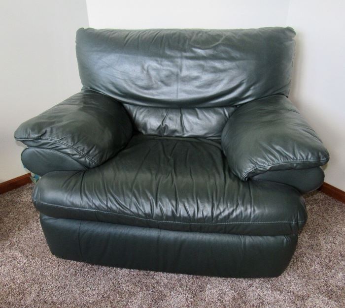 Green Leather Chair (has matching Ottoman)