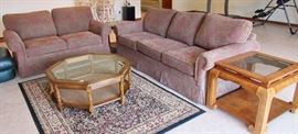 Salmo Custom Sofa & Loveseat - Glass Top Coffee Table and End Tables
