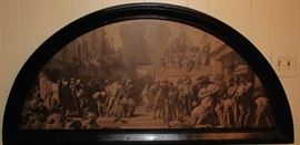 Antique Medieval Courtyard Print with a 3.5" Dark Walnut Frame (57"W X 28"H)