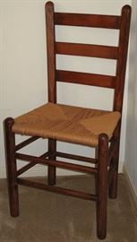Antique Rush Seat Ladder Back Kitchen Chair