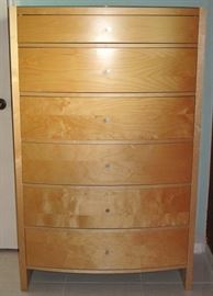 Palliser Furniture Mfg. Canada Mid-Century Style Natural Finish 6-drawer Highboy Chest with White Glass Top. 1 of 2 Shown