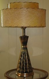 Mid Century Black & Gold Ceramic Lamp 