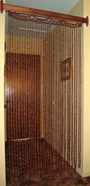 Vintage Mid-Century Wood Bead Door Curtain