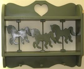 Vintage Cottage Craft Wood Carousel Wall Shelf
