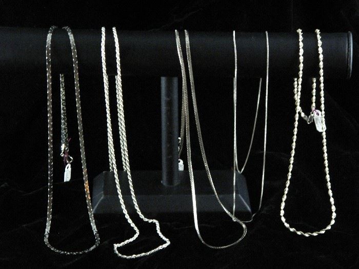 Collection of Sterling Silver Chain Necklaces