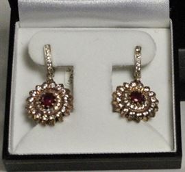 Sterling Vermeil Earrings with Ruby Center Stone