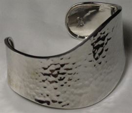 Hammered Sterling "Wave" Cuff Bracelet