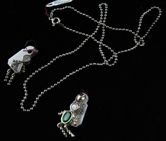 Sterling Bead Chain shown with Sterling Boy/Girl Pendants