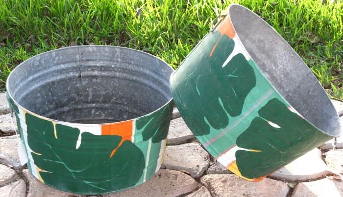 Hand Painted Galvanized Wash Tubs (2 ea.)