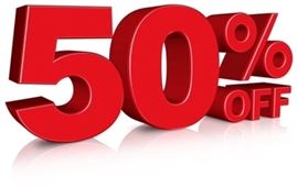 50% OFF TODAY!!!!! Don't miss out on these great buys. House full!!