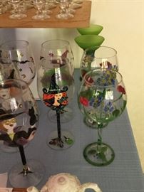handpainted Halloween Novelty Wine Glasses